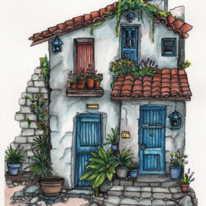 Villa with Cobbled steps